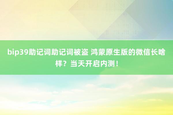 bip39助记词助记词被盗 鸿蒙原生版的微信长啥样？当天开启内测！