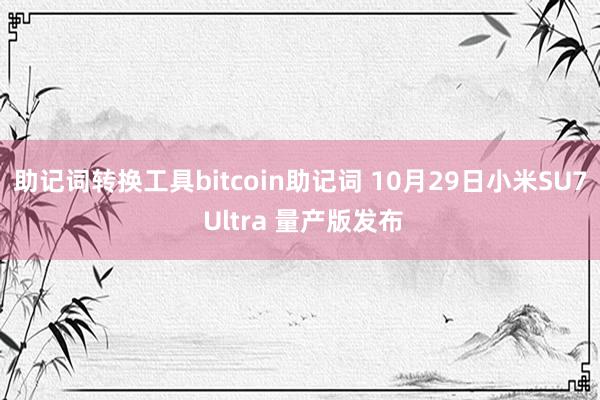 助记词转换工具bitcoin助记词 10月29日小米SU7 Ultra 量产版发布