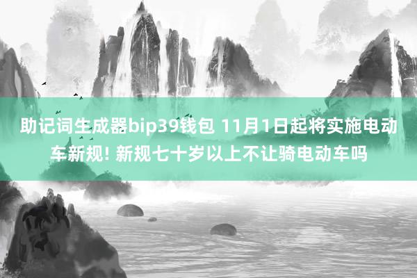 助记词生成器bip39钱包 11月1日起将实施电动车新规! 新规七十岁以上不让骑电动车吗